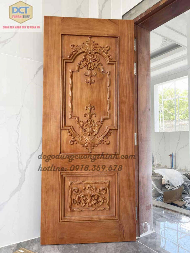 Bộ cửa phòng tân cổ điển gỗ gõ đỏ cao cấp cp47gd